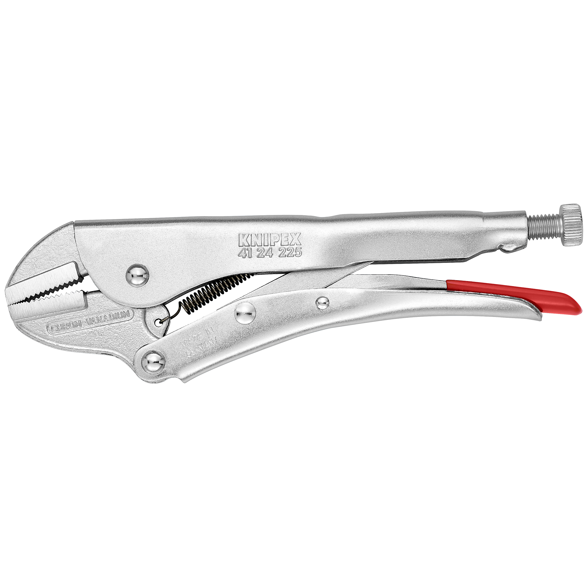 KNIPEX Grip Pliers - 9in., Straight Serrated Jaws, Steel, 1.188in. Jaw Capacity, Model# 41 24 225